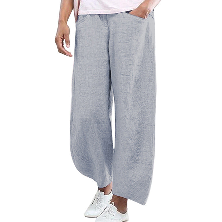 Cotton And Linen Trendy Trousers Wide-leg Casual Pants 1619668267237