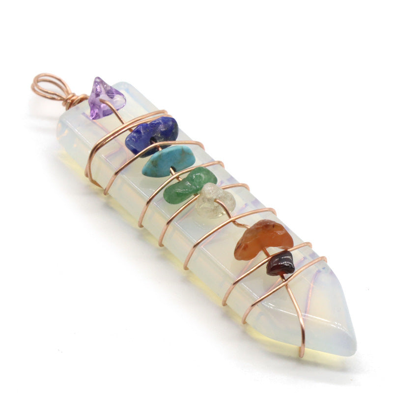 Jade Crystal Arrow Shape Seven Chakra Crystal Pendant 1619679078468