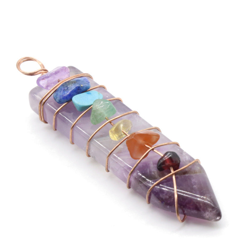 Jade Crystal Arrow Shape Seven Chakra Crystal Pendant 1619679078470