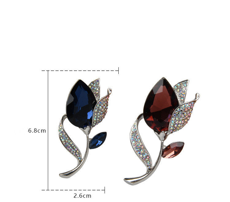 High-End Temperament Crystal Flower Brooch 1619679930211