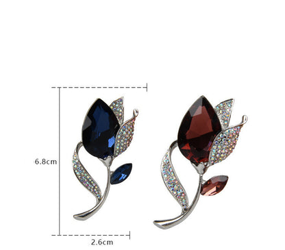 High-End Temperament Crystal Flower Brooch 1619679930211