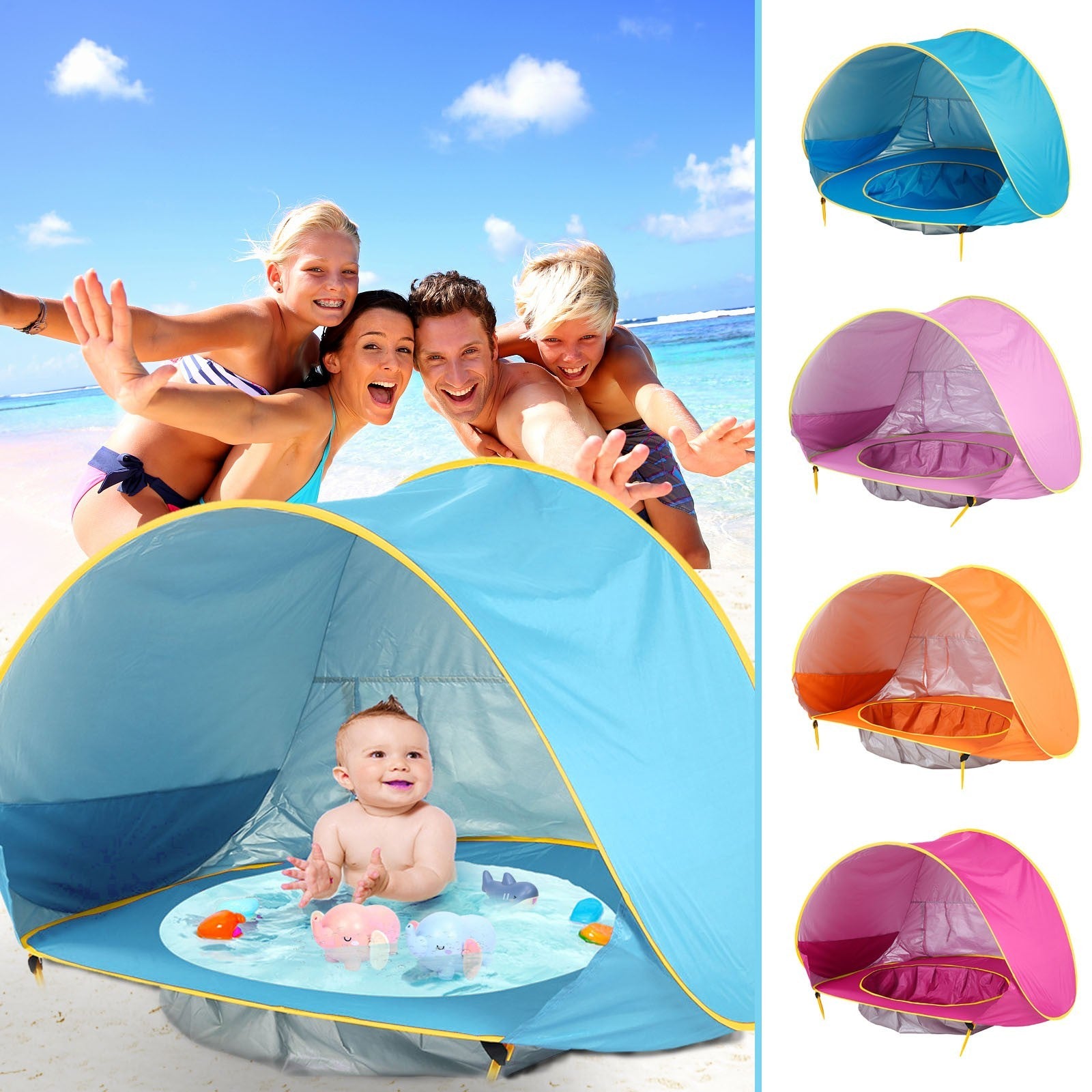 Baby Beach Tent Kids Outdoor Camping Easy Fold Up Waterproof  Up Sun Awning Tent UV-protecting 1619681039113