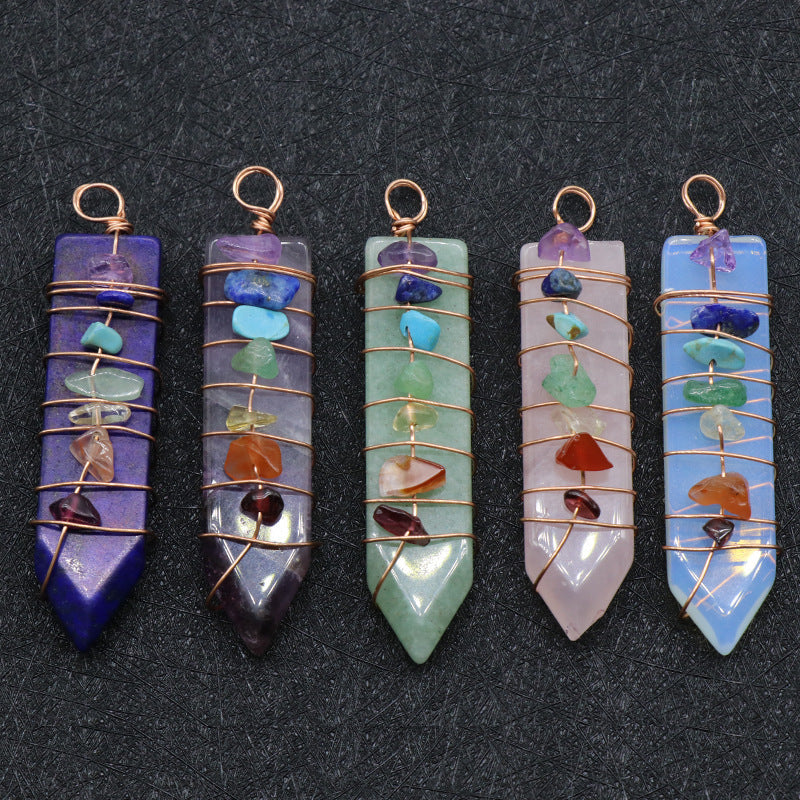Jade Crystal Arrow Shape Seven Chakra Crystal Pendant 1619681726289