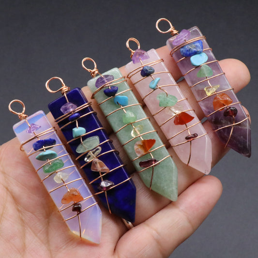 Jade Crystal Arrow Shape Seven Chakra Crystal Pendant 1619681726294