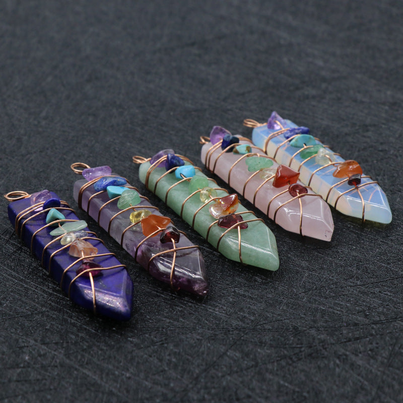 Jade Crystal Arrow Shape Seven Chakra Crystal Pendant 1619681726295
