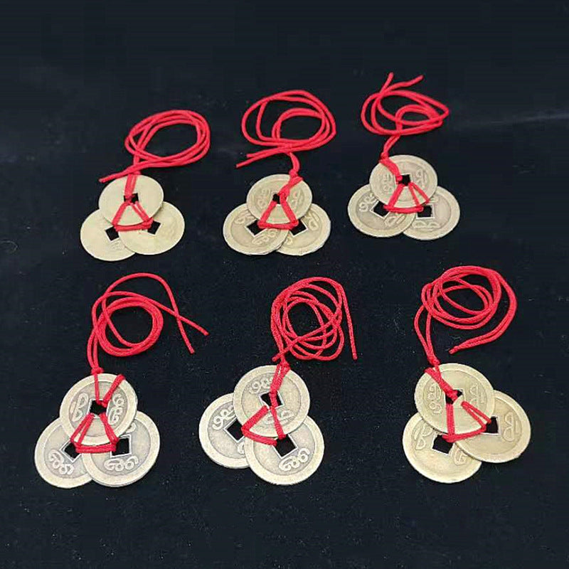 Woven Red Rope Triangle Coin Pendant Necklace 1619763581558