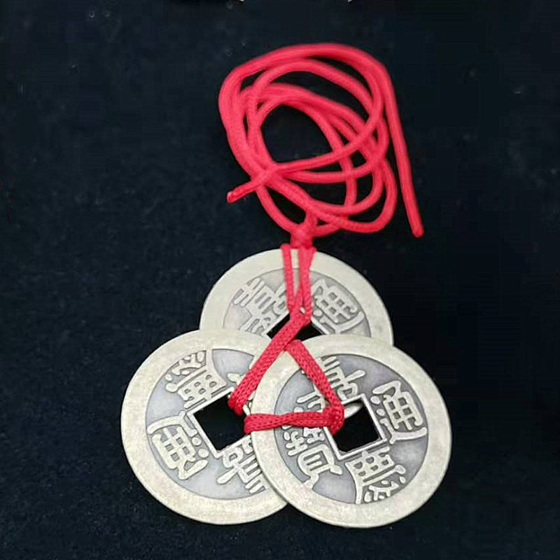 Woven Red Rope Triangle Coin Pendant Necklace 1619763581572