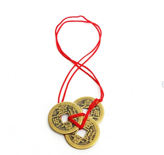 Woven Red Rope Triangle Coin Pendant Necklace 1619763614940