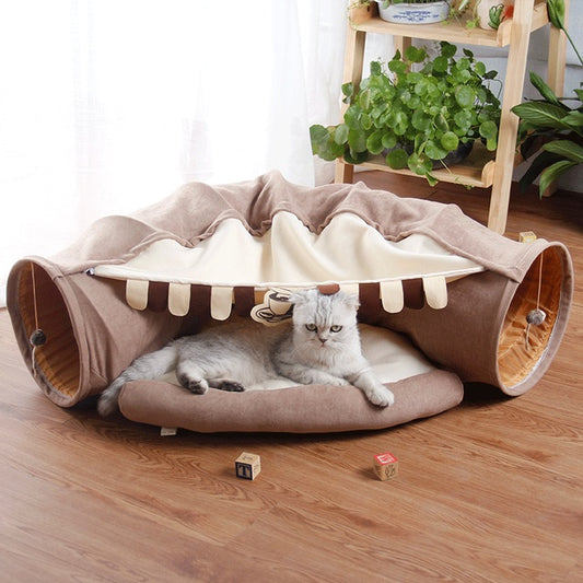 Pet Cats Tunnel Interactive Play Toy Mobile Collapsible Ferrets Rabbit Bed tunnels Indoor Toys Kitten Exercising Products 161