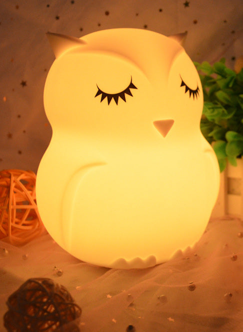 Cartoon Owl LED Night Light Touch Sensor 9 Colors Dimmable Silicone Bedside Lamp for Children Baby Christmas gift 16199261917