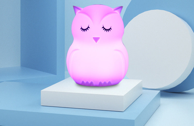 Cartoon Owl LED Night Light Touch Sensor 9 Colors Dimmable Silicone Bedside Lamp for Children Baby Christmas gift 16199261918
