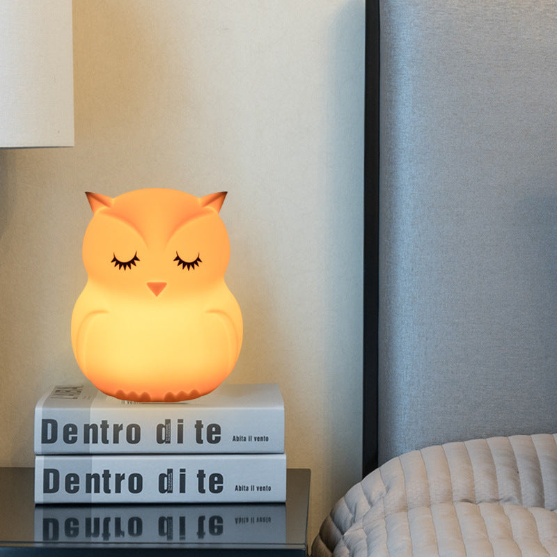 Cartoon Owl LED Night Light Touch Sensor 9 Colors Dimmable Silicone Bedside Lamp for Children Baby Christmas gift 16199261918