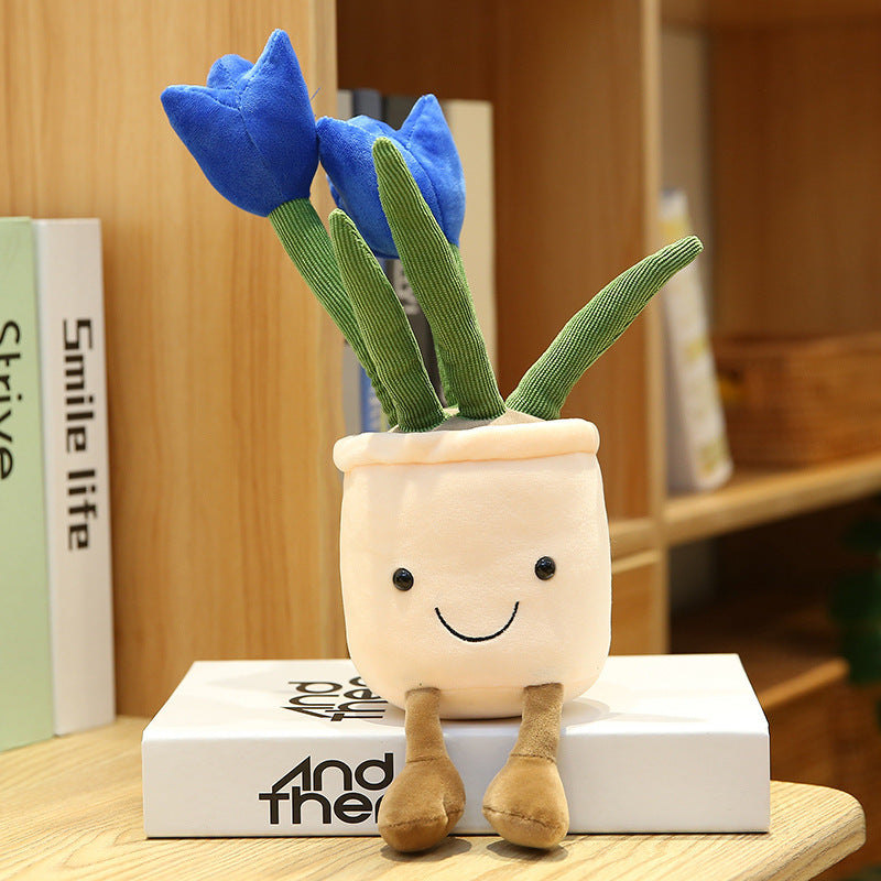 Smiling Face Succulent Tulip Green Plant Ornaments Rag Doll Balcony Decoration Plush Toy Doll 1619927420570