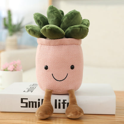 Smiling Face Succulent Tulip Green Plant Ornaments Rag Doll Balcony Decoration Plush Toy Doll 1619927420572