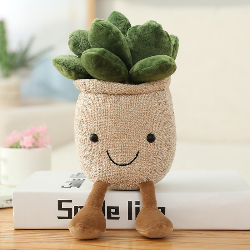 Smiling Face Succulent Tulip Green Plant Ornaments Rag Doll Balcony Decoration Plush Toy Doll 1619927420574