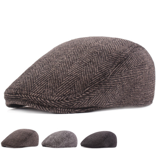 Herringbone Beret, Simple Cap For Men And Women, Autumn And Winter Hat, Old Man Hat 1619937516936