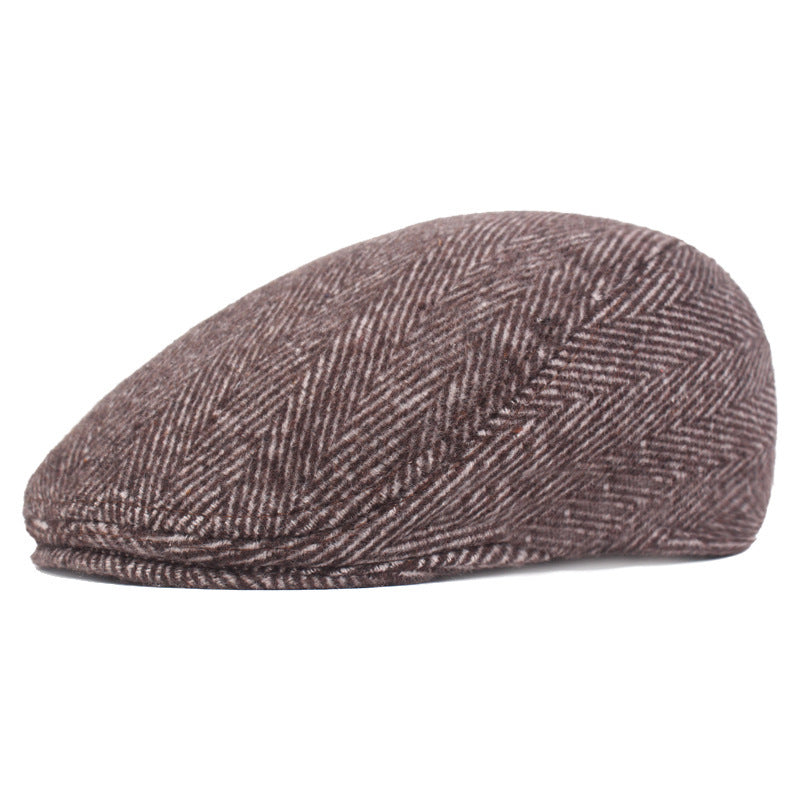 Herringbone Beret, Simple Cap For Men And Women, Autumn And Winter Hat, Old Man Hat 1619937516942