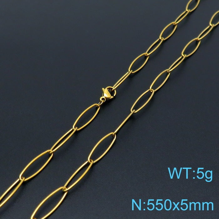 European And American Style Fashion Simple Titanium Steel Oval Ring Clavicle Chain Necklace 161d9c6a 357a 4f78 bc3c e397172bc