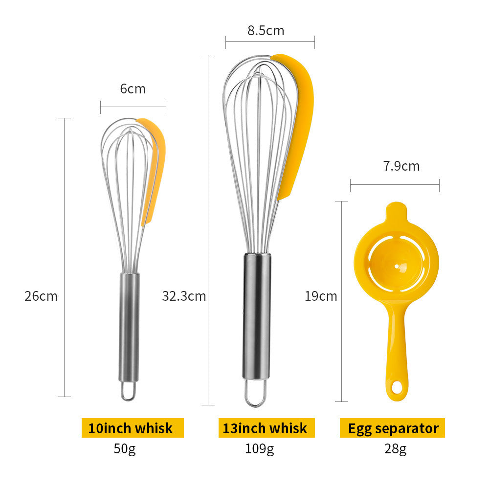 3pc Stainless Steel Balloon Wire Whisk Manual Egg Beater Mixer Baking Utensil Milk Cream Butter Whisk Mixer Cooking Gadgets - HD Wireless Product #3