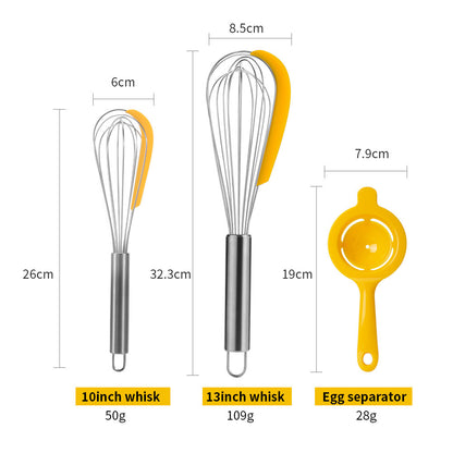 3pc Stainless Steel Balloon Wire Whisk Manual Egg Beater Mixer Baking Utensil Milk Cream Butter Whisk Mixer Cooking Gadgets - HD Wireless Product #3