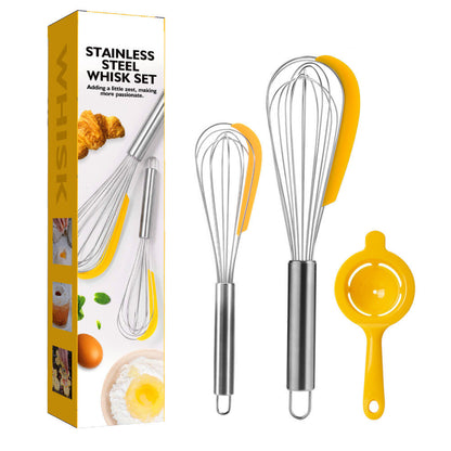 3pc Stainless Steel Balloon Wire Whisk Manual Egg Beater Mixer Baking Utensil Milk Cream Butter Whisk Mixer Cooking Gadgets - HD Wireless Product #8