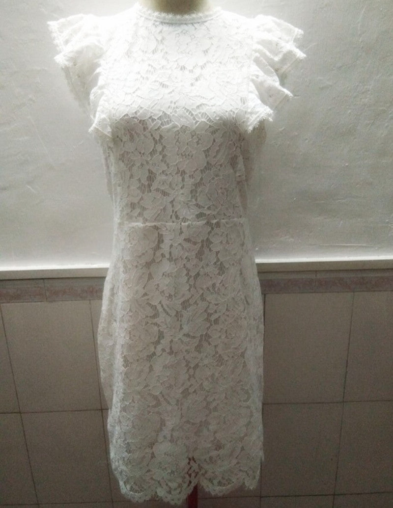 Lace Round Neck Sleeveless High Waist Dress 1620117233309