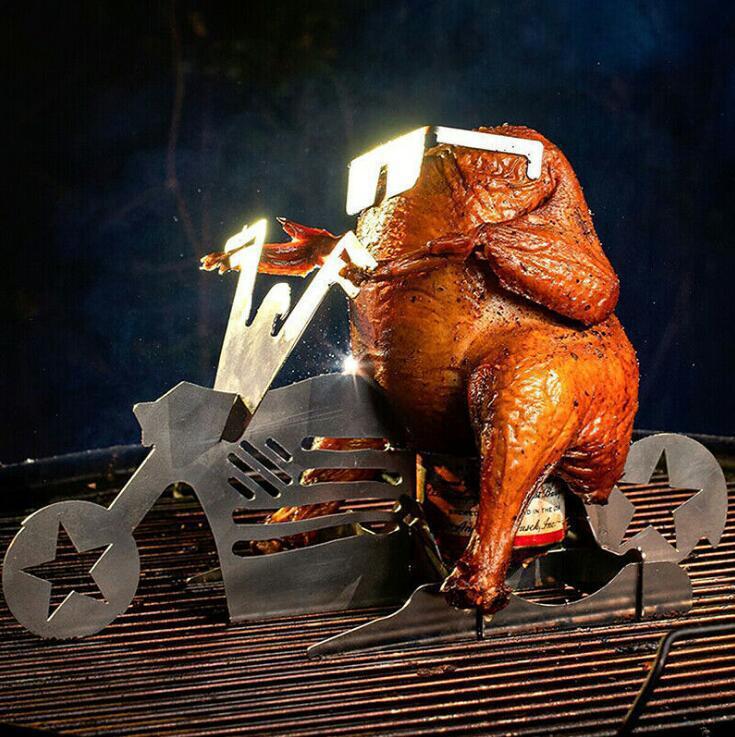 Chicken Stand Beer Funny American Motorcycle BBQ Steel Rack Tools Funny Roast Chicken Rack Grilling Roast Rack 1620189475140