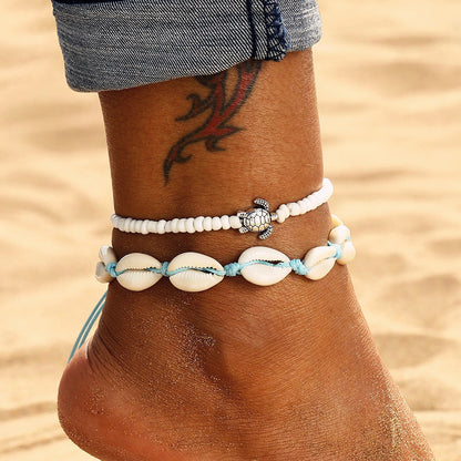 Fashion Shell Rice Beads Hand-Woven Adjustable Anklet Ocean Wind Beach Accessories 1620266608930