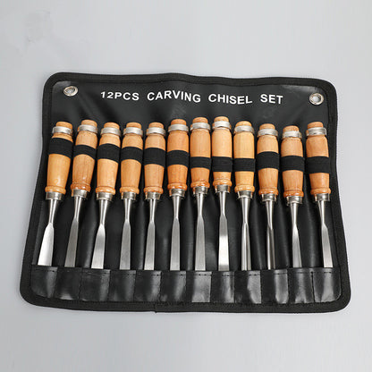 Manufacturers Supply New 12-Piece Tool Carving Chisels Handmade Wood Carving Knives Woodworking Turning Tools Carving Woodwor