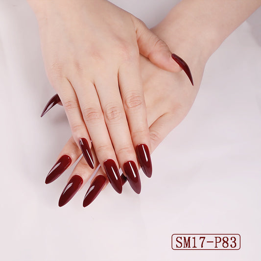 Long Pointed False Nails Solid Color Nails Salon Nails Almond Nail Patches Finger Nails 1620284997090