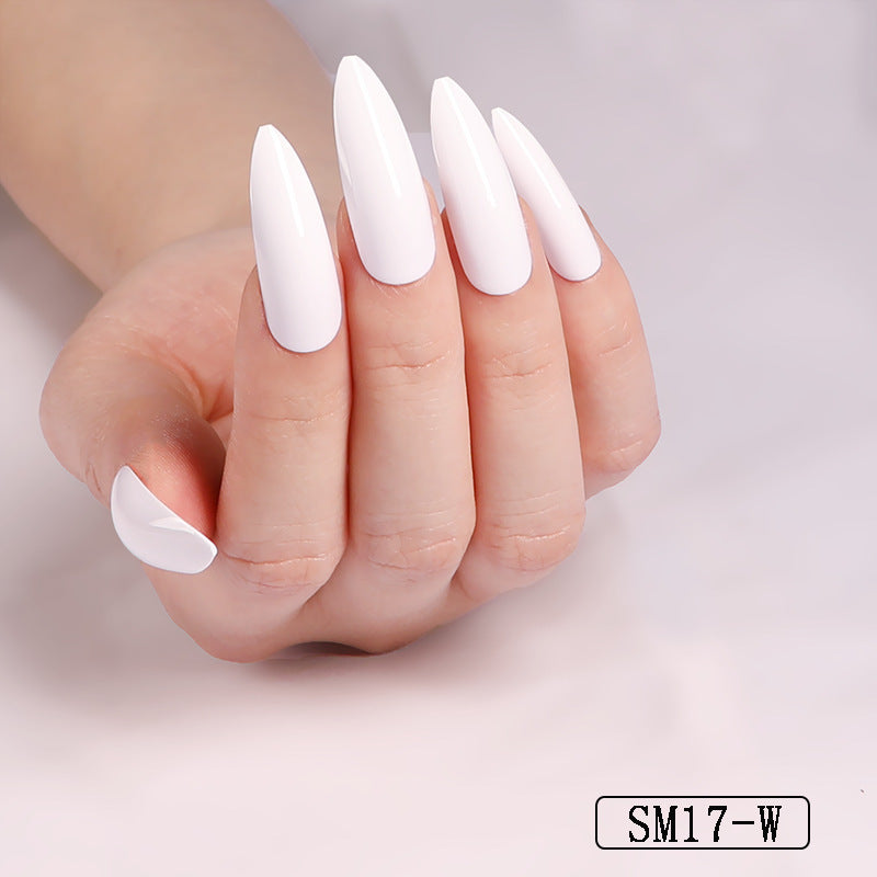 Long Pointed False Nails Solid Color Nails Salon Nails Almond Nail Patches Finger Nails 1620285005644
