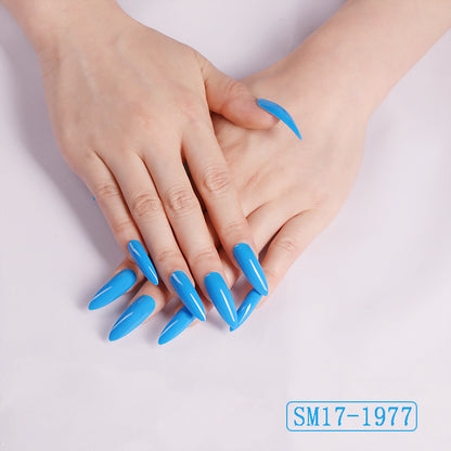 Long Pointed False Nails Solid Color Nails Salon Nails Almond Nail Patches Finger Nails 1620285010691