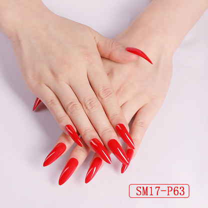 Long Pointed False Nails Solid Color Nails Salon Nails Almond Nail Patches Finger Nails 1620285012930