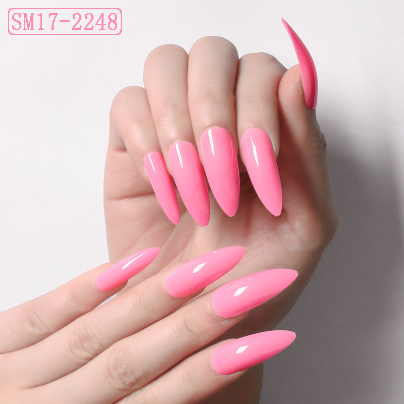 Long Pointed False Nails Solid Color Nails Salon Nails Almond Nail Patches Finger Nails 1620285024541