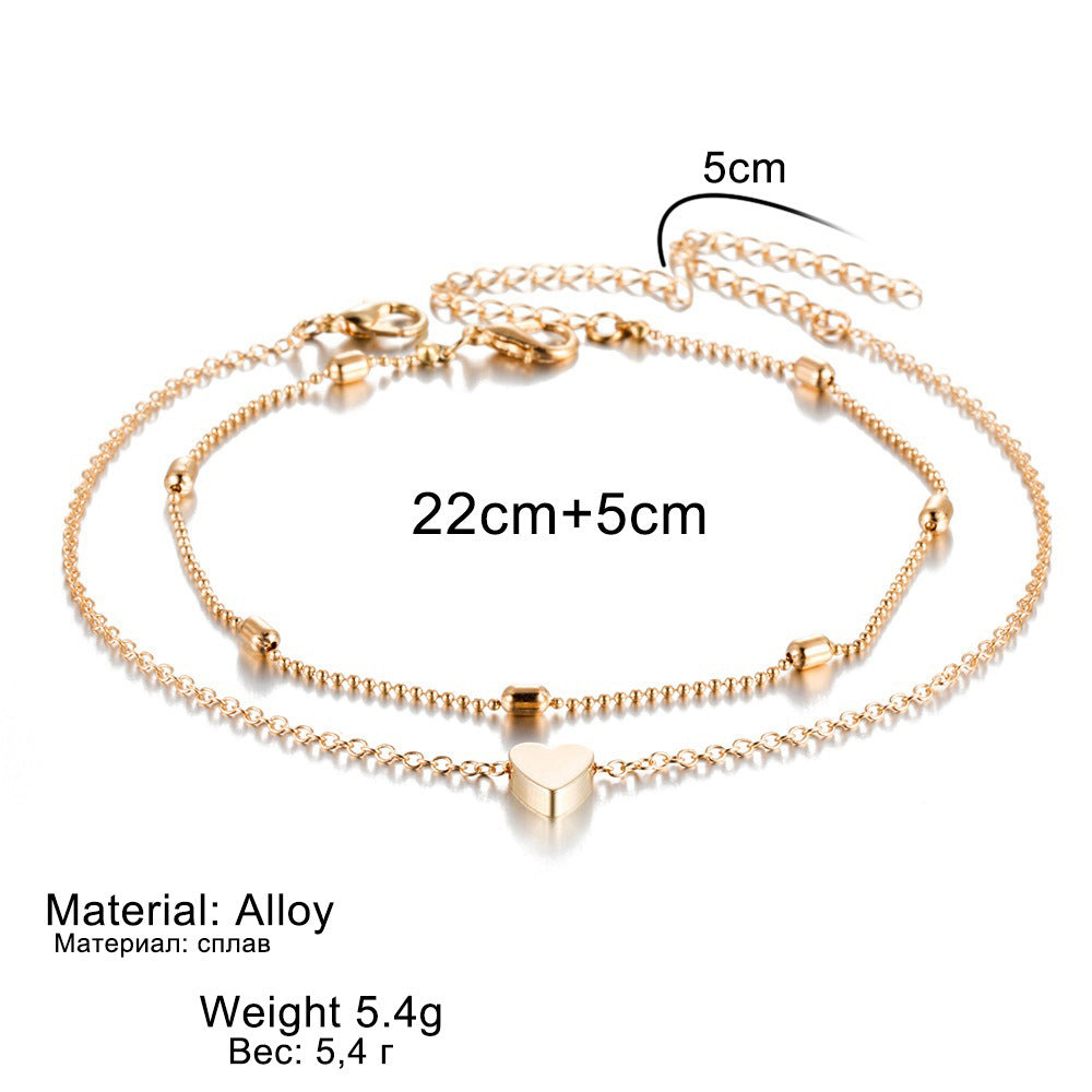 Love Peach Heart Heart-Shaped Anklet Women 1620287055369