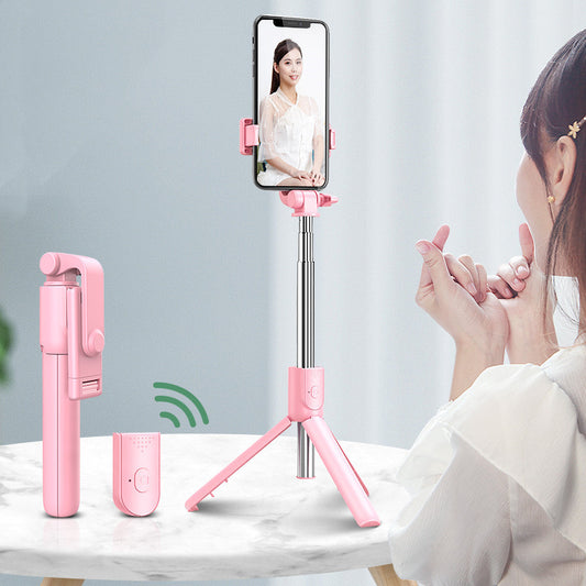 Compatible with Apple, Selfie Stick Mobile Phone Live Broadcast Bracket Integrated Universal Bluetooth Remote Control Tripod - 图片 1