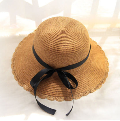 New Summer Ladies Outdoor Shade Flowers Straw Hat Sunscreen Sun Hat Summer Beach Hat Foldable Sandal Hat 1620293812223