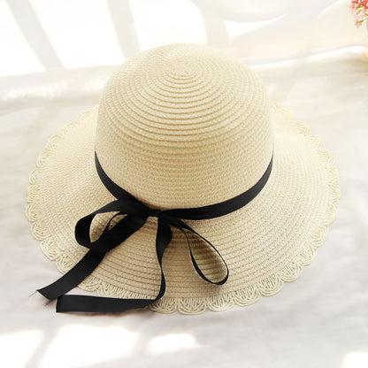 New Summer Ladies Outdoor Shade Flowers Straw Hat Sunscreen Sun Hat Summer Beach Hat Foldable Sandal Hat 1620293812227
