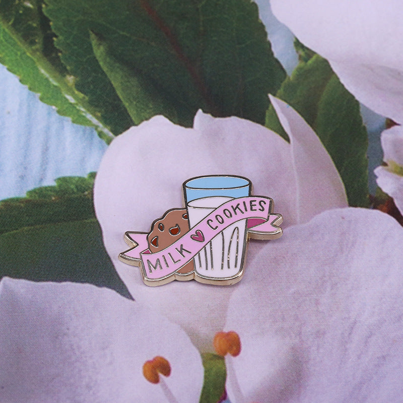 Milk And Biscuit Brooch Childhood Food Badge 1620352003017