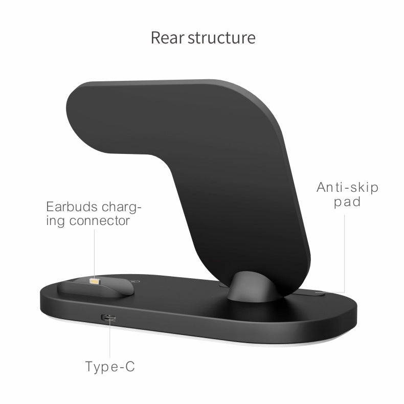 Compatible with Apple, Support De Chargeur Sans Fil Rapide Qi 15W Pour iPhone 12Pro XR Watch 3 en 1, Station De Charge Pliable Pour Airpods Pro IWatch - 图片 3