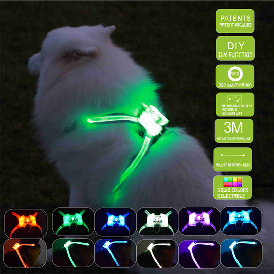 Led Pet Dog Luminous Collar Usb Rechargeable Silicone Collar Luminous Dog Neck Teddy Golden Retriever Large, Medium And Small