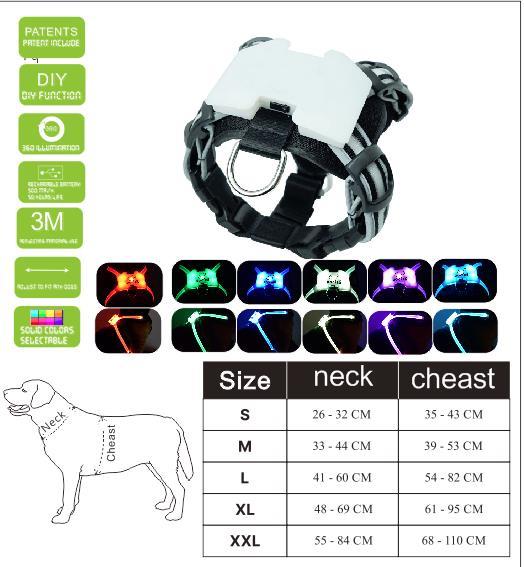 Led Pet Dog Luminous Collar Usb Rechargeable Silicone Collar Luminous Dog Neck Teddy Golden Retriever Large, Medium And Small