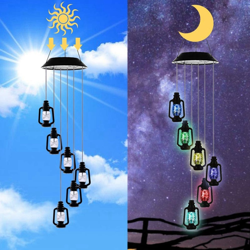 Changing Solar Powered Lanterns Wind Chime Wind Mobile LED Light 1620726626540