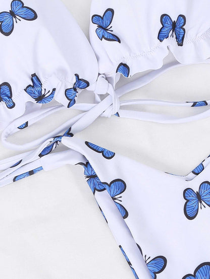 New Butterfly Print Swimsuit Lace Thong Women Bikini Bikini 1620785935017