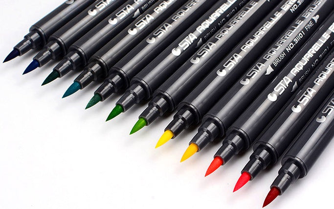 STA 80 Colors Set Water Based Ink Sketch Marker Pens Twin Tip Fine Brush Marker Pen For Graphic Drawing Manga Art Supplies - 图片 3