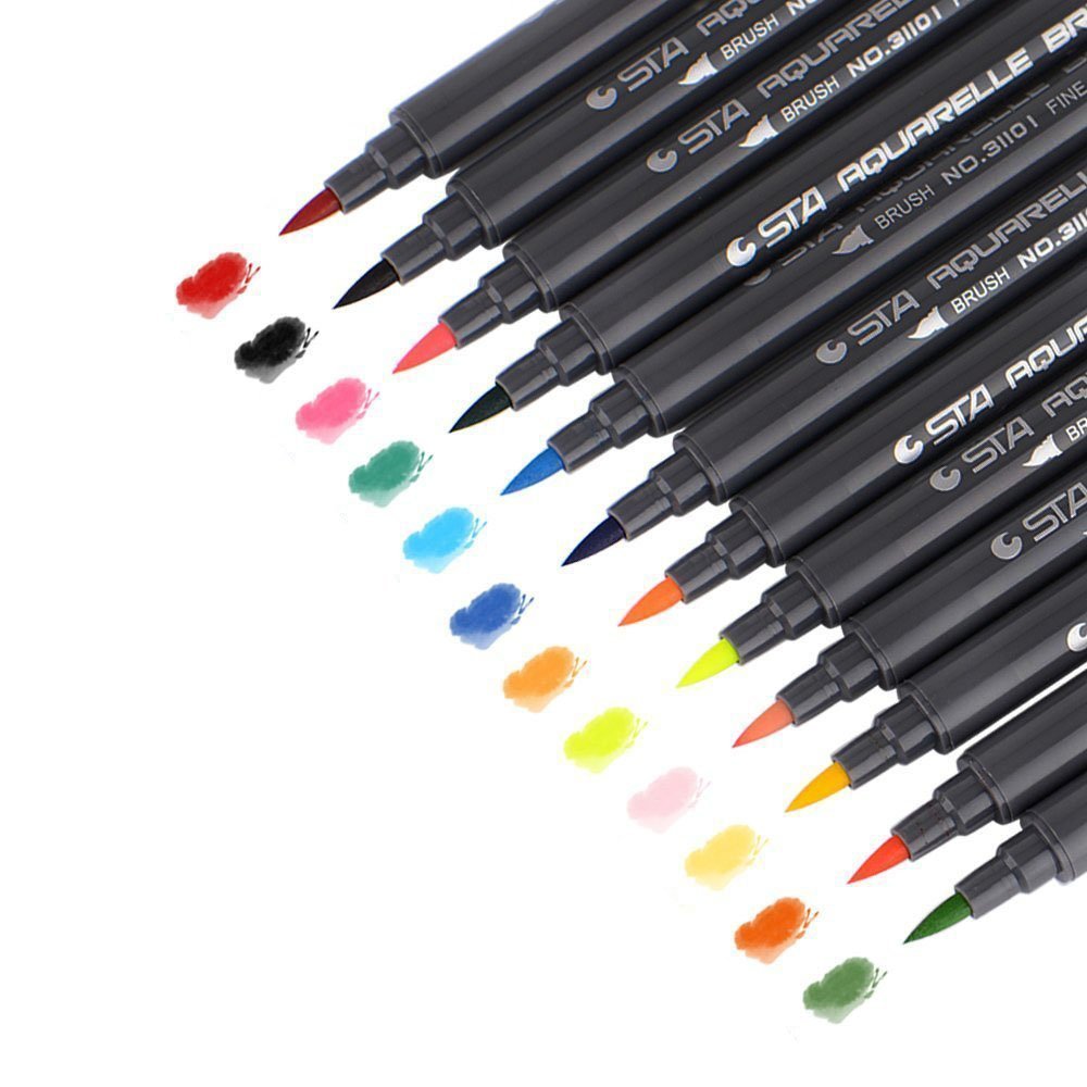 STA 80 Colors Set Water Based Ink Sketch Marker Pens Twin Tip Fine Brush Marker Pen For Graphic Drawing Manga Art Supplies - 图片 8