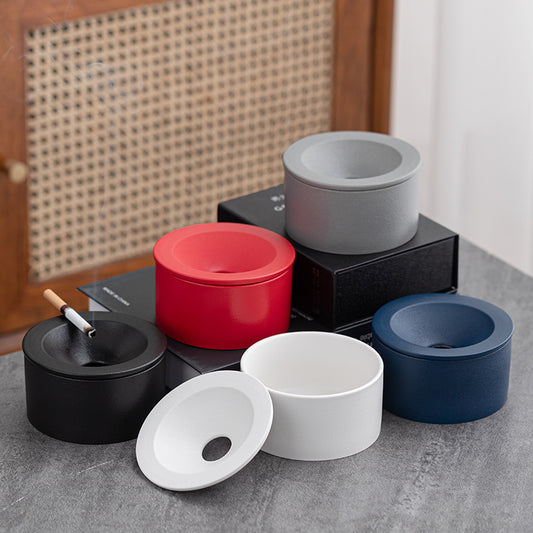 New Chinese Ceramic Ashtray Anti Fly Ash With Lid Funnel Type Creative Cute Hotel Bar Special Custom 1620808380738