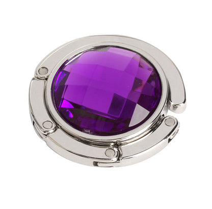 Fashion ladies crystal bag hook personality purple diamond metal bag hook 1620870505912