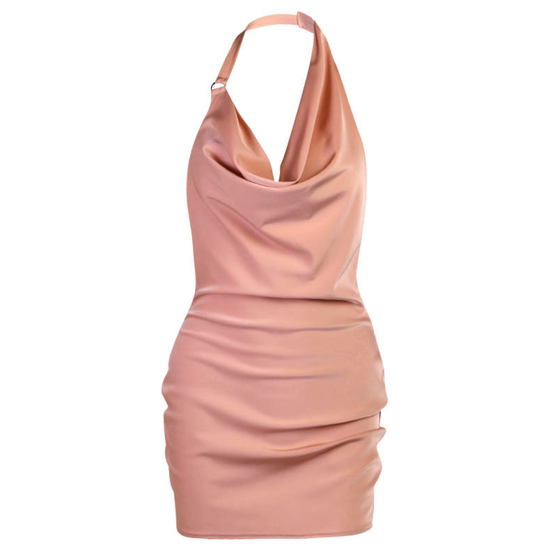 Satin Party Dress V Neck Backless Mini Sleeveless Summer Party Dress 1620885075221