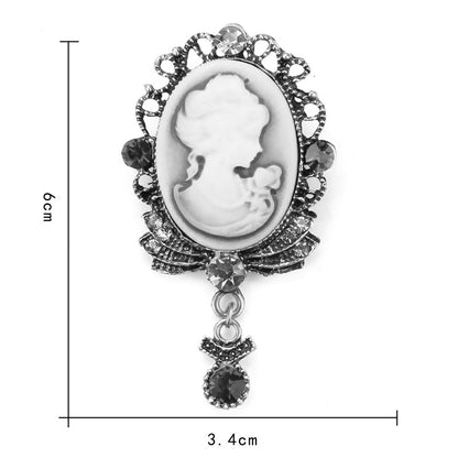 Retro Palace Brooch Female Brooch Female Anti Light European And American Fashion Beauty Head Picture Windbreaker Badge Pin C